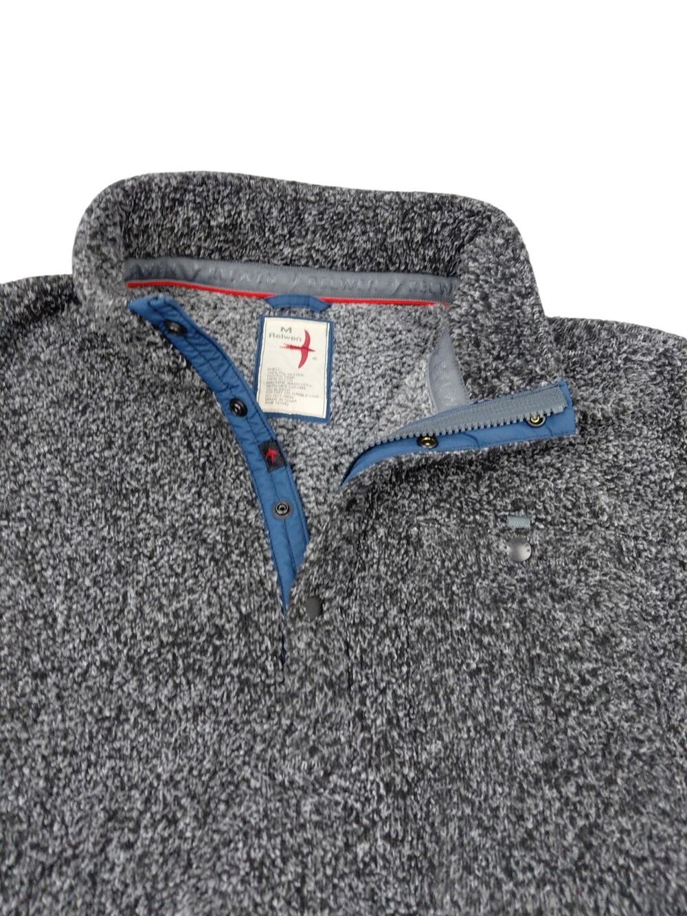 Relwen Mens Grey Quarter zip Superfleece Long Sleeve Sweater Size Medium